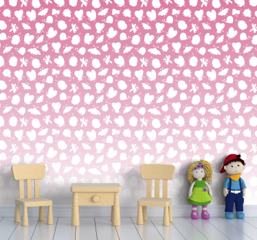 Fjärilar med rosa nedbrytning sovrum tapet - Tenstickers