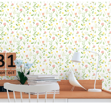Flerfärgad blommönster blommig tapet - Tenstickers
