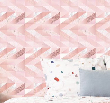 Flickaktigt rosa geometrisk bakgrunds sovrum tapet - Tenstickers