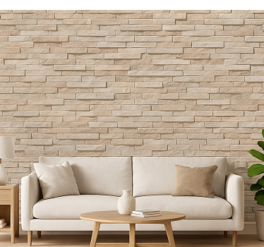 Fondtapet vardagsrum 3d beige stenmönster - Tenstickers
