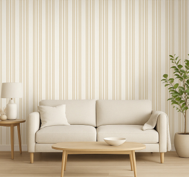 Fondtapet vardagsrum vega beige randig mönster - Tenstickers