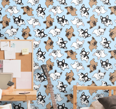 Fransk bulldog mönster tapet för sovrum - Tenstickers
