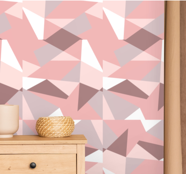 Geometrisk rosa triangel tapet - Tenstickers