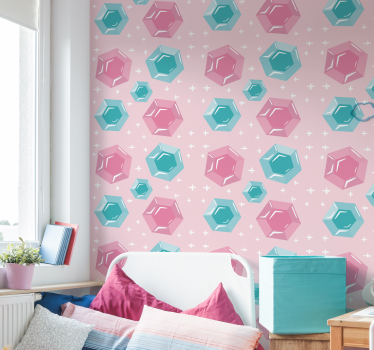 Geometriska juveltonade ädelstenar barn tapet - Tenstickers