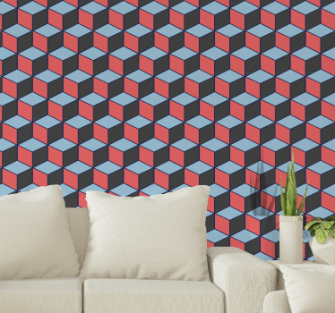 Geometriska rutor 3d geometrisk form tapet - Tenstickers