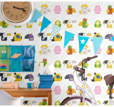 Glad monster väggmålning barn tapet - Tenstickers