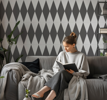 Grå diamantmönster geometriska tapeter - Tenstickers