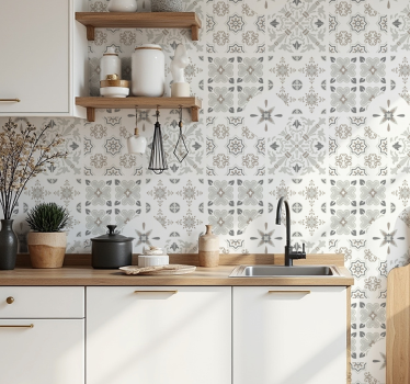 Grå mosaikplattor tapet kök - Tenstickers