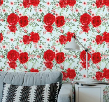 Grandmillenial blommor stil sovrum tapeter - Tenstickers
