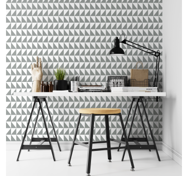 Grått geometriskt mönster Tapet kontor - Tenstickers