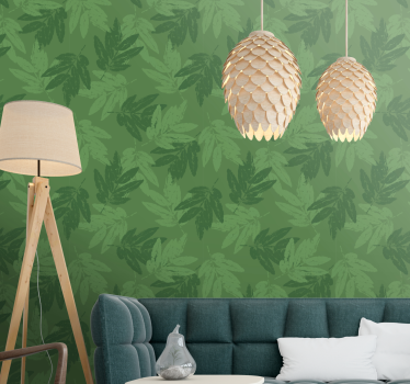 Gröna blad enkla mönster blad tapeter - Tenstickers