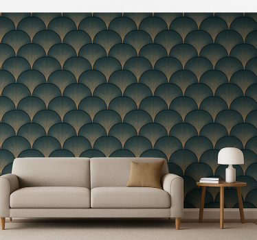 Gröna fläktar i art déco-stil från 1920-talet tapet vintage - Tenstickers