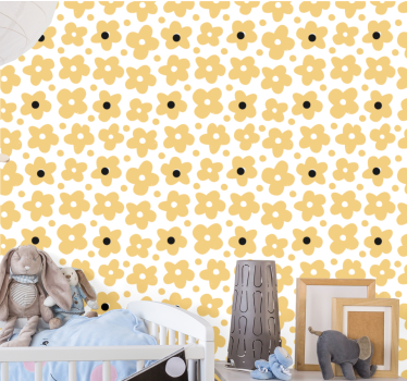 Gul abstrakt blommönster barn tapeter - Tenstickers