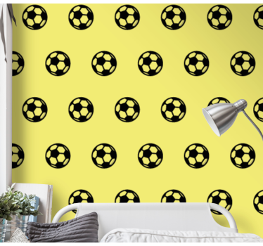 Gul fotboll ballonger barn tapet - Tenstickers
