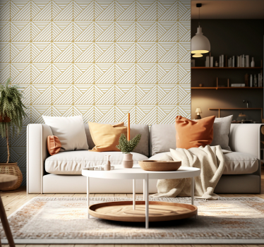 Guld geometriska linjer fondtapet vardagsrum - Tenstickers