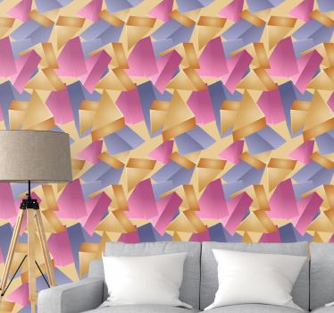 Guld pyramid geometrisk triangel tapet - Tenstickers