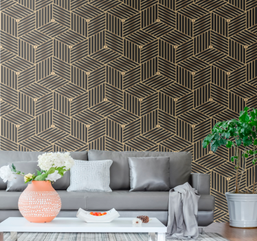 Gyllene geometriska decomönster kvadratiska mönster tapeter - Tenstickers