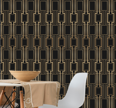 Gyllene och svarta deco mönster geometrisk triangel tapet - Tenstickers