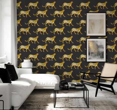 Gyllene pantrar svart tapet - Tenstickers