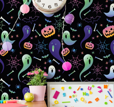 Halloween spöken och pumpor spöklik tapet - Tenstickers