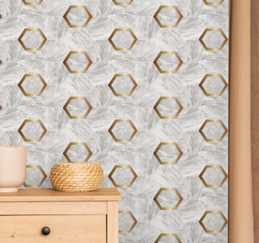 Hexagon mönster design Tapet marmor - Tenstickers