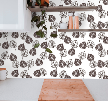 Hoja grå kinfolkmönster kökstema tapeter - Tenstickers
