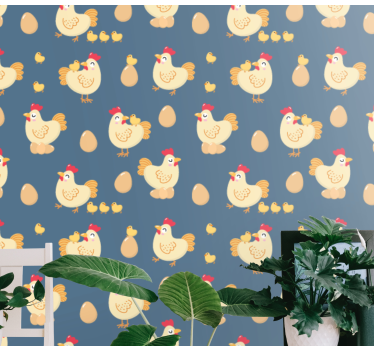 Höna och kyckling sömlösa mönster lounge tapet - Tenstickers