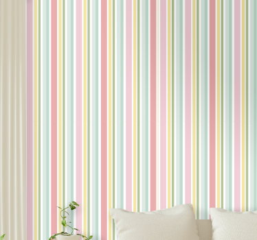 Horisontell pastellfärgad randig design tapet - Tenstickers