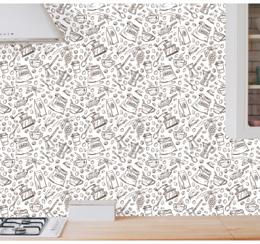 Kaffe tema kök vinyl tapet - Tenstickers
