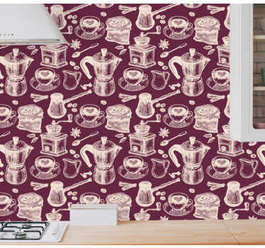 Kaffemönster design samtida tapet - Tenstickers