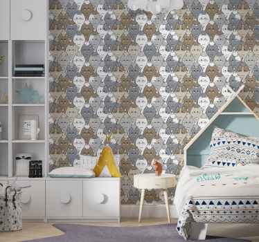 Katter illustration barn tapet - Tenstickers