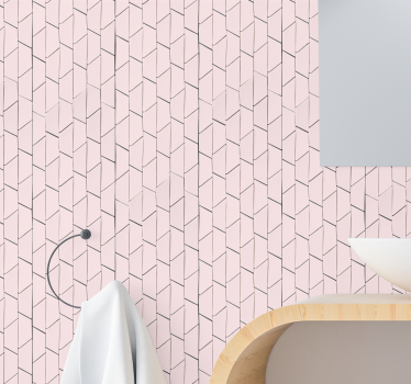 Kawaii stil rosa diagonal kakel effekt tapeter - Tenstickers