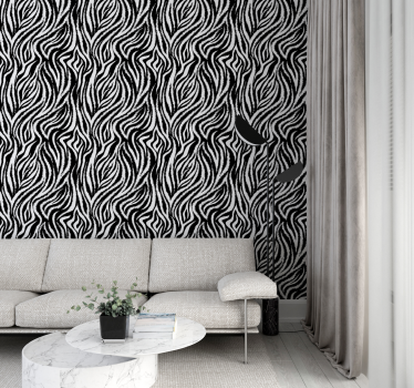 Klassisk oregelbunden svart och vit zebra lounge tapet - Tenstickers