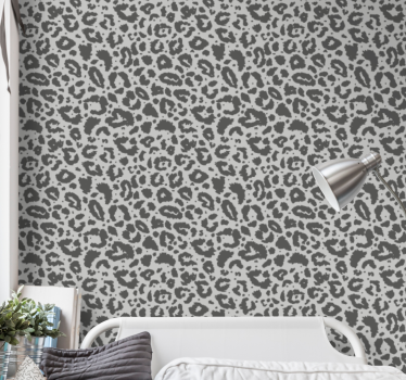 Klassisk stil grå leopardmönstrad loungetapet - Tenstickers