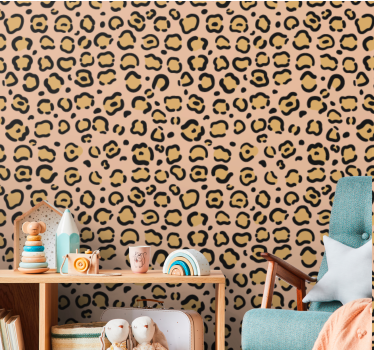 Leopard pastellfärg tryck barn tapet - Tenstickers