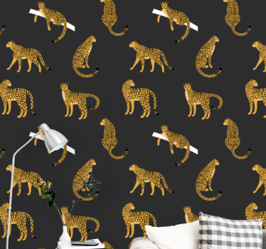 Leoparder på mörk bakgrundsmönster tapet - Tenstickers