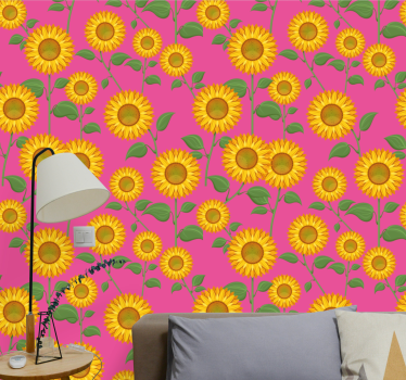 Livlig solrosdisplay Tapet blommor - Tenstickers