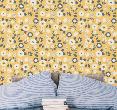 Ljusa gula och vita blommor natur tapeter - Tenstickers