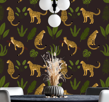 Löv och vild leopard lounge tapeter - Tenstickers