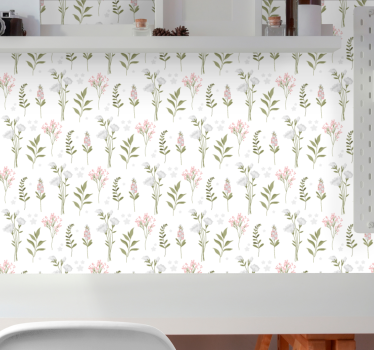 Minimalistisk vildblommönster sovrum tapet - Tenstickers