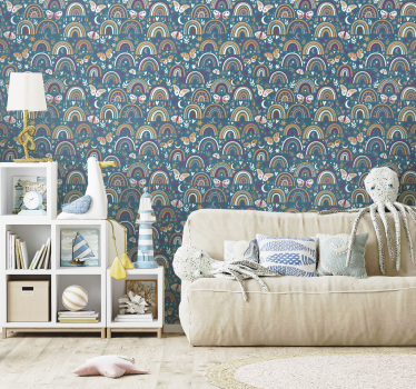 Mönster med boho regnbågar barn tapet - Tenstickers