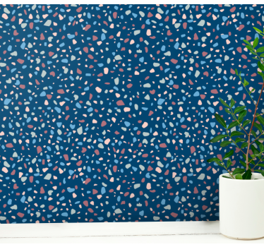Mörkblå terrazo sten effekt tapet - Tenstickers