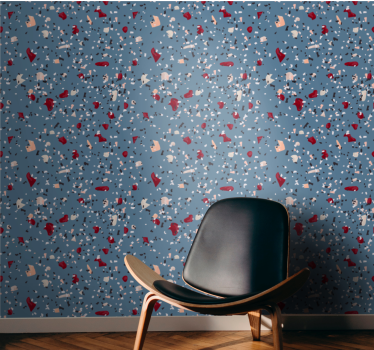 Mörkblå terrazzo mönster lounge tapet - Tenstickers