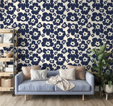 Mörkblå vallmo Tapet blommor - Tenstickers