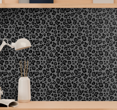 Mörkgrå och svart leopardmönster lounge tapet - Tenstickers
