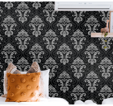 Neo barock svart silver blommig tapet - Tenstickers