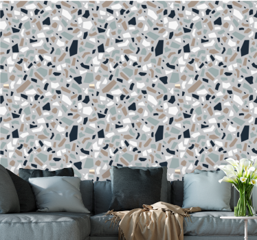 Neutrala färger terrazzo mönster lounge tapeter - Tenstickers