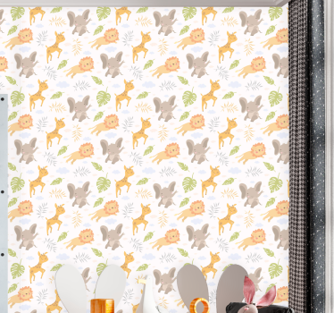 Nordisk minimalistisk safari barn tapet - Tenstickers