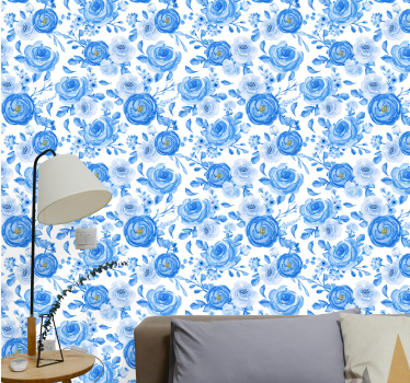 Nordisk stil blå klockor blommor super natur tapet - Tenstickers