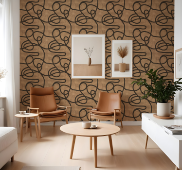 Oregelbundna bruna linjer modern tapet - Tenstickers